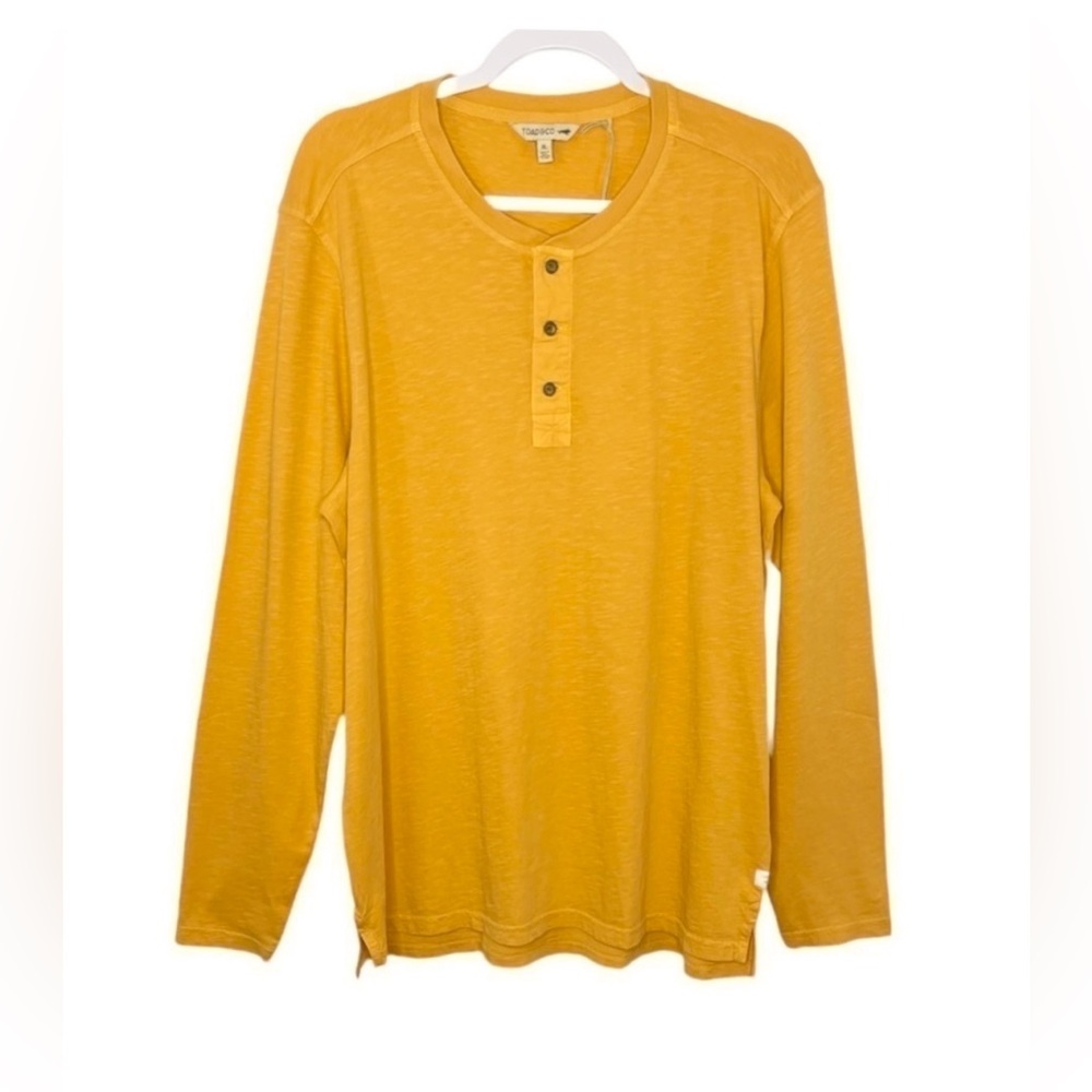 TOAD&CO Men's Primo Long Sleeve Henley Shirt Autumn Yellow NWT